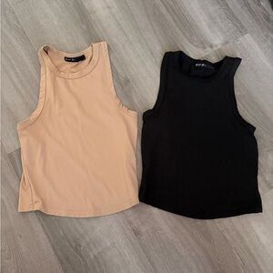 Everyday Ribbed Tank - Black & Beige
